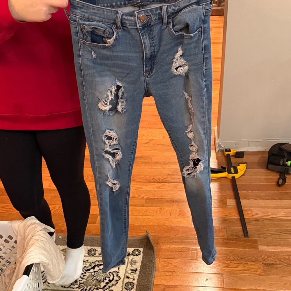Aeropostale Ripped Blue Skinny Jeans